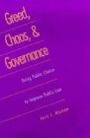 Greed, Chaos and Governance -- Bok 9780300078701