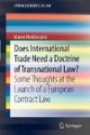 Does International Trade Need a Doctrine of Transnational Law?: Some Thoughts at the Launch of a European Contract Law (Springer Briefs in Law)