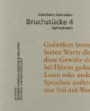 Bruchstücke 4: Aphorismen (Tübinger Phänomenologische Bibliothek)