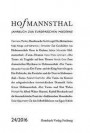 Hofmannsthal Jahrbuch zur Europäischen Moderne Band 24 / 2016