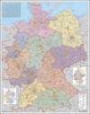 Deutschland Postleitzahlenkarte, Stiefel Wandkarte Kleinformat 67 x 87 cm, Poster, laminiert
