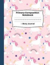 Primary Composition Notebook Story Journal: Pretty Unicorn and Rainbow Pattern: Primary Story Journal for Girls and Women: Dashed Mid Line and Picture