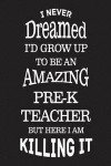 I Never Dreamed I'd Grow Up To Be An Amazing Pre-K Teacher But Here I Am Killing It: Funny Preschool Teacher Back To School Novelty Gift Notebook