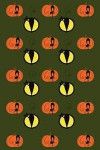 Halloween Journal: Black Cats and Pumpkins (Moss Green) 6x9 - DOT JOURNAL - Journal with dot grid paper - dotted pages with light grey do