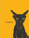 Notebook: Sphynx cat on drak yellow cover and Dot Graph Line Sketch pages, Extra large (8.5 x 11) inches, 110 pages, White paper