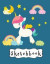 Sketchbook: Cute White Unicorn & Rainbow on Blue Background, Large Blank Sketchbook for Girls, 110 Pages, 8.5' X 11, ' for Drawing