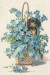 Journal: Dachshund Puppy and Flowers (Blue) 6x9 - DOT JOURNAL - Journal with dot grid paper - dotted pages with light grey dots