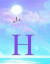H: Monogram Initial H Notebook for Women, Teens and Girls - See Your Initials in the Clouds Paradise Purple Sky - 8.5 X 1