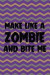 Make Like A Zombie And Bite Me: Blank Lined Notebook ( Zombie ) (Purple And Green Stripes)