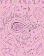 Zodiac space: Zodiac space on pink cover and Dot Graph Line Sketch pages, Extra large (8.5 x 11) inches, 110 pages, White paper, Ske