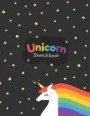 Unicorn Sketchbook: Rainbow Unicorn - Gold Star Night Light (Cover) - Sketchbook For Kids, Girls / Blank Paper Large (8.5 x 11) for Drawin