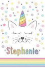 Stephanie: Personalized Cat Unicorn Journal Notebook
