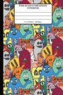 Wide Ruled Composition Notebook 6' x 9'. 120 Pages.: Book Cover With Beautiful Doodle Monsters Seamless Pattern Background Pattern