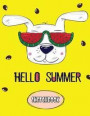 Hello Summer Sketchbook: White Dog On Pink Cover Cover and Blank pages, Extra large (8.5 x 11) inches, 110 pages, White paper, Sketch, Draw and