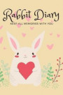 Rabbit Diary: Cute white rabbit with red heart diary, notebook , gift for girlfriend and women and animals lover