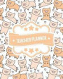 Teacher Planner: Pink Pig Pattern + BONUS Student Information Log Weekly Lesson Plans Monthly Schedule Calendar