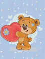 Notebook: Cute Teddy Bear With Love Heart On Blue Pattern, Lined Notebook, Large Size - Letter, Wide Ruled
