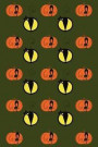 Halloween Journal: Black Cats and Pumpkins (Moss Green) 6x9 - DOT JOURNAL - Journal with dot grid paper - dotted pages with light grey do