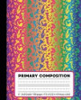 Primary Composition: Mermaid Rainbow Marble Composition Book for Girls K-2. Beautiful ocean notebook handwriting paper. Primary ruled - mid
