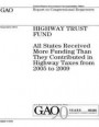 Highway Trust Fund: all states received more funding than they contributed in highway taxes from 2005 to 2009: report to congressional req