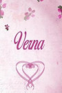 Verna: Personalized Name Notebook/Journal Gift For Women & Girls 100 Pages (Pink Floral Design) for School, Writing Poetry, D