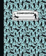 Composition: Wide Ruled Writing Notebook, Teal Blue Soccer Girl Pattern Marbled Blank Lined Book
