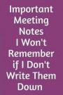 Important Meeting Notes: Blank Lined Journal - Office Worker Journal - Gag Journal