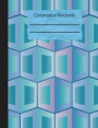 Geometric Blue Composition Notebook - College Ruled: 200 Pages 7.44 x 9.69 Lined Writing Pages Paper School Student Teacher Blue Pink Subject