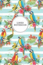 Lined Notebook: Tropical Notebook for Women Girls Teal Blue Floral Parrots Journal College Ruled Blank Lined (6 X 9) Small Composition