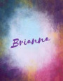 Brianna: Brianna Sketchbook Journal Blank Book. Large 8.5 X 11 Attractive Bright Watercolor Wash Purple Pink Orange & Blue Tone
