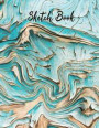 Sketch Book: Practice Drawing, Doodle, Paint, Write: Large Sketchbook And Creative Journal (Beautiful Bright Blue Marble Cover)