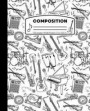 Composition: Music Sketch White and Black Composition Notebook for Boys or Girls. Musical Musician Instruments Wide Ruled Book 7.5