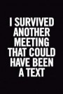 I Survived Another Meeting That Could Have Been a Text: 6x9 Ruled 100 Pages Funny Notebook Sarcastic Humor Journal, Perfect Gag Gift for Coworker, for