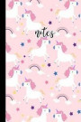 Notes: Unicorn Themed Writing Journal Lined, Diary, Notebook for Girls Women & Kids Pink Unicorn and Stars
