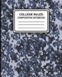College Ruled Composition Notebook: Camouflage (Blue), 7.5' x 9.25', Lined Ruled Notebook, 100 Pages, Professional Binding