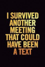 I Survived Another Meeting That Could Have Been a Text: 6x9 Ruled 100 pages Funny Notebook Sarcastic Humor Journal, perfect Gag Gift for coworker, for