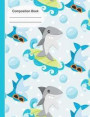Summer Fun Surfing Sharks Composition Notebook: College Ruled Lined Paper, Writing Journal Book, 200 Lined Pages 7.44 X 9.69 School Teacher, Students