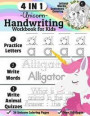 Unicorn Handwriting Workbook for Kids: 4-in-1 Alphabets Handwriting Practice Book to Master Letters, Words & Animal Quiz Sentences, 26 UnicornColoring