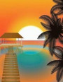 Notebook: Sunset beach palm ocean tree pier sunrise dusk twilight sundown sun eventide midnight