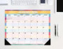Watercolor Stripe Academic July 2024 - June 2025 22 X 17 Large Monthly Deskpad