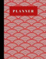 Planner: Red Art Deco Thirteen Month Undated Productivity Scheduler Large Format 8.5x11 with Daily Habit Tracker