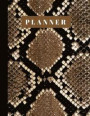 Planner: Snake Print Design Cover Undated Thirteen Month Scheduler Planner, Large Format 8.5'x11' With Daily Habit Tracker Incl