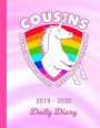 2019 - 2020 Daily Diary: Cousin Unicorn Rainbow Pink & White Cover January 19 - December 19 Writing Notebook Daily Journal Write about Your Lif