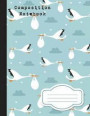 Composition Notebook: Heron on Sky and Stork Baby College Wide Ruled School Notebook, 110 Pages, 8.5' x 11'